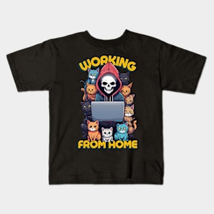 Death's Purrfect Work-Life Balance Kids T-Shirt